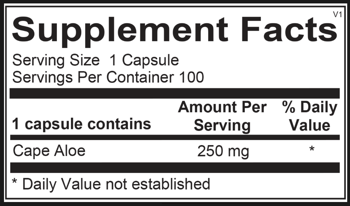Cape Aloe 250, 100 capsules
